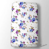 White Blue Floral Digital Printed Fabric Manufacturer In Surat